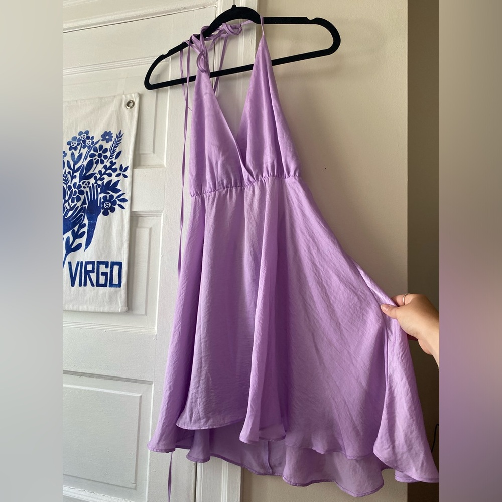 Lilac Tobi Plunge Skater Dress